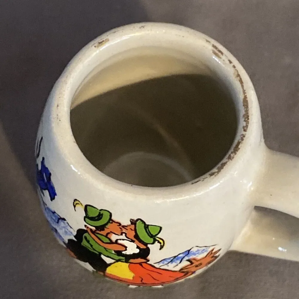 West Germany Stoneware Shot Glass Stein Mug Handle Miniature Vintage Kissing